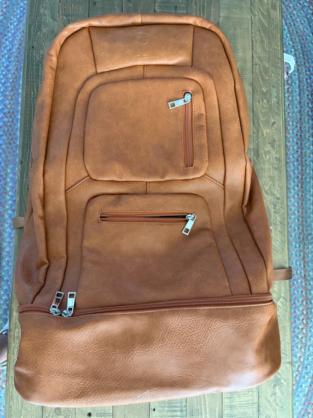 Sole Premise Men's Brown Faux Leather Backpack - Casual Everyday Bag